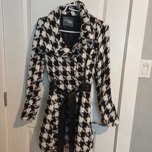 Charlotte Russe Women's Knit Houndstooth Wool Blend Coat Size Medium